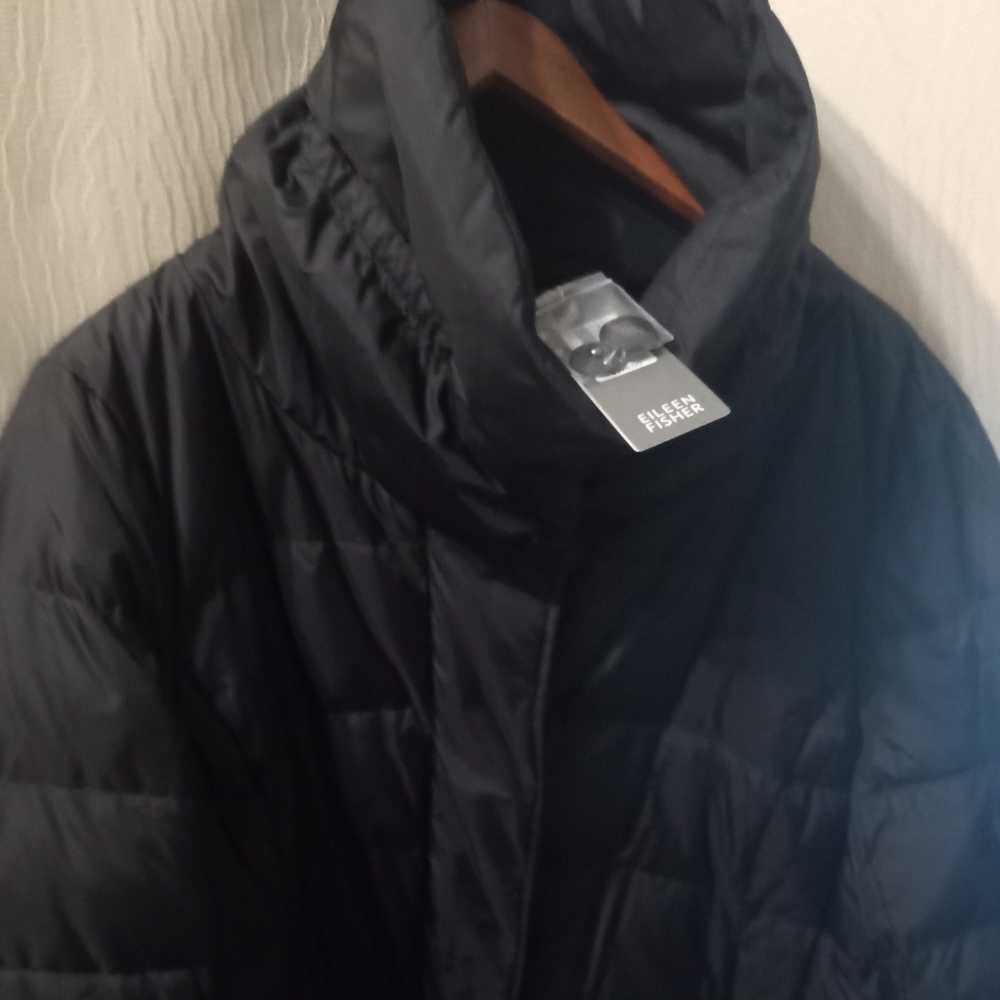 EILEEN FISHER NWT DOWN HIGH COLLAR COAT 1X